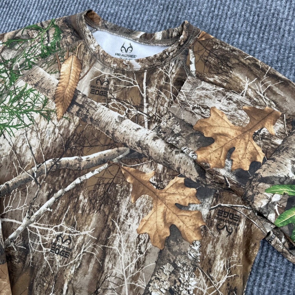 Realtree Edge Mens Medium Brown Camo Fleece Lined Long Sleeve Shirt